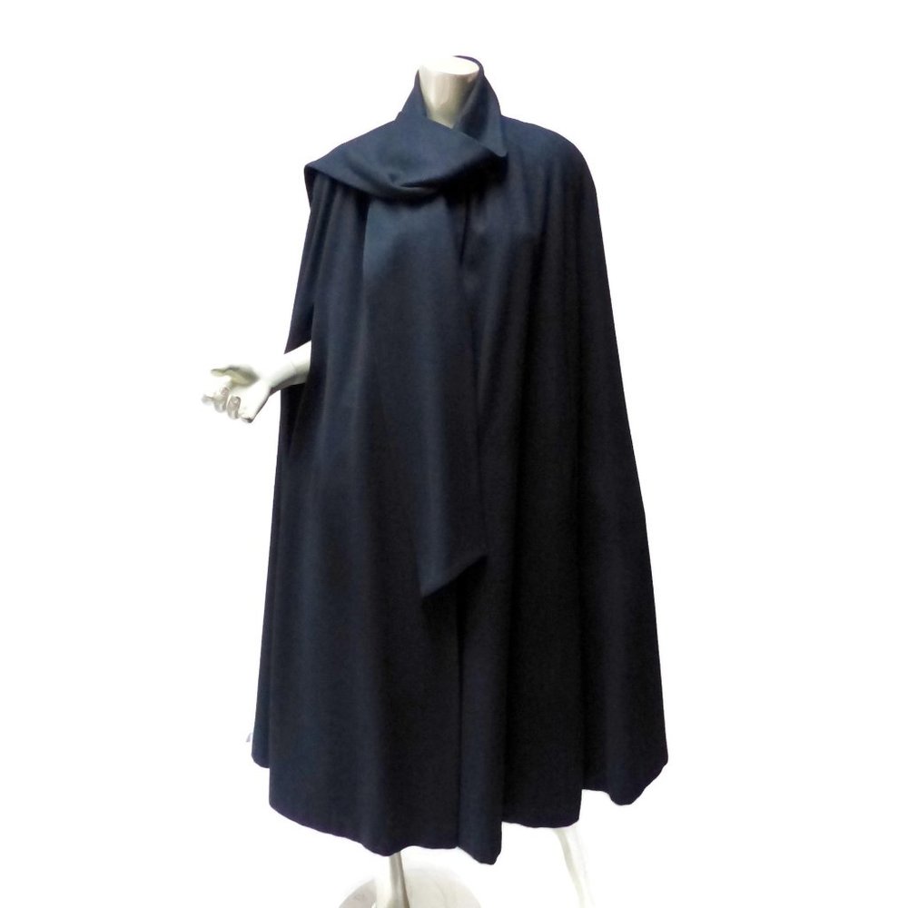 Vintage black Draped Cape Coat